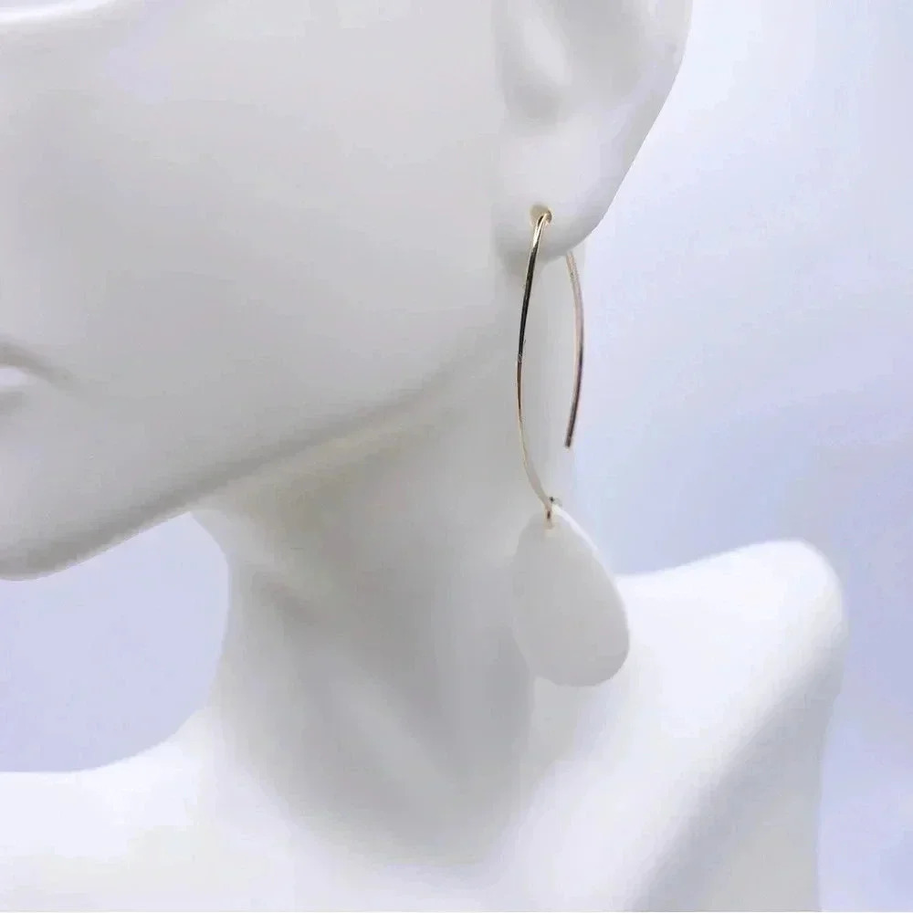LONG Dangle Earrings with drop mother of pearl